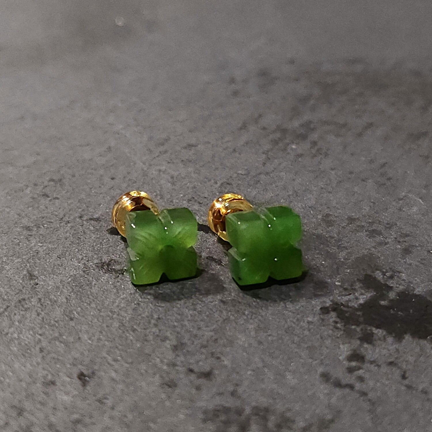 Natural Hetail Jade 18K Earring