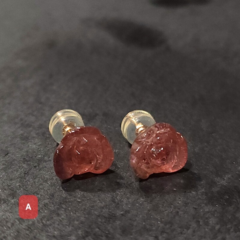 Natural Tourmaline Flower Earring 18K