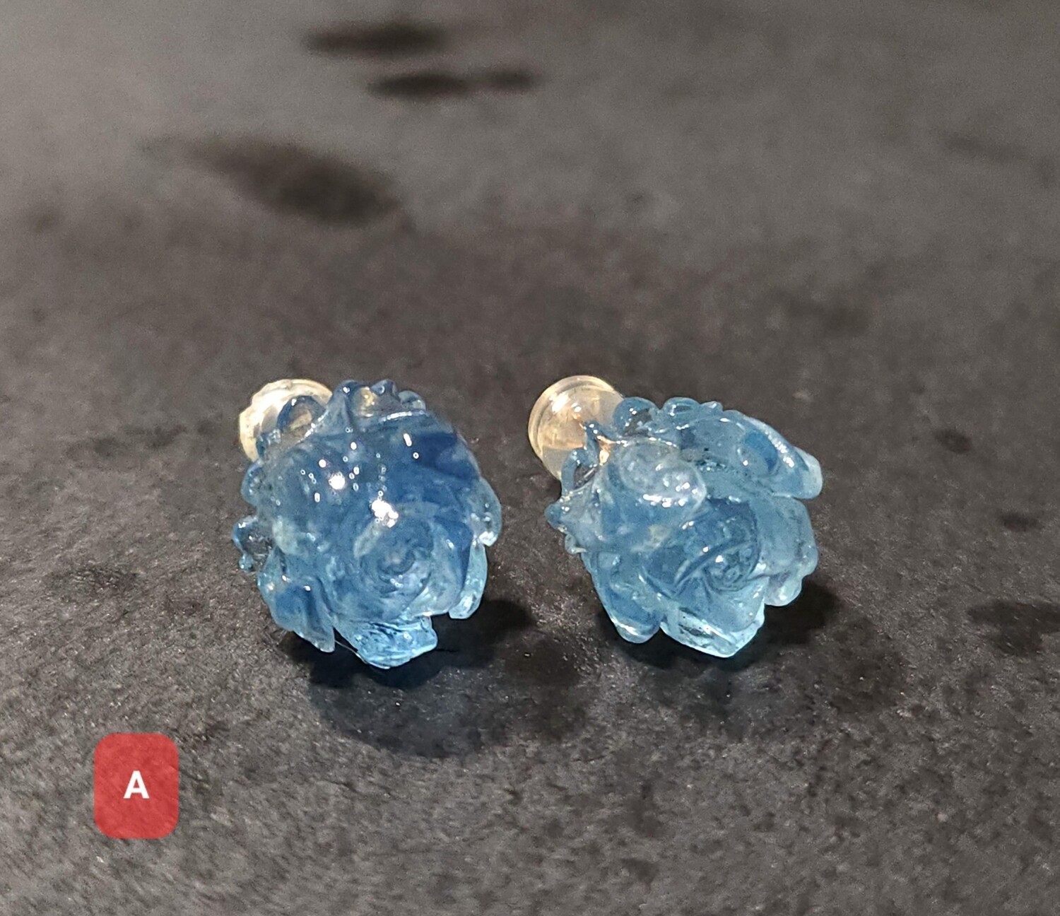 Natural Aquamarine Rose Earring 18K