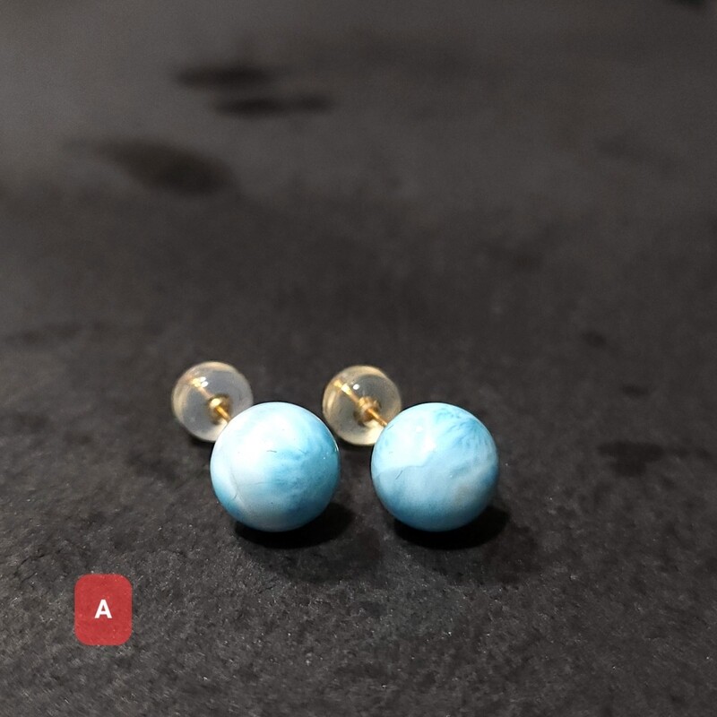 Natural Larimar 18K Earring
