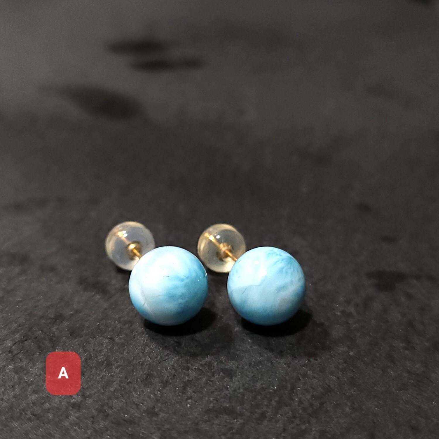 Natural Larimar 18K Earring