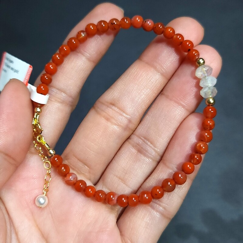 Natural Red Agate x Moonstone