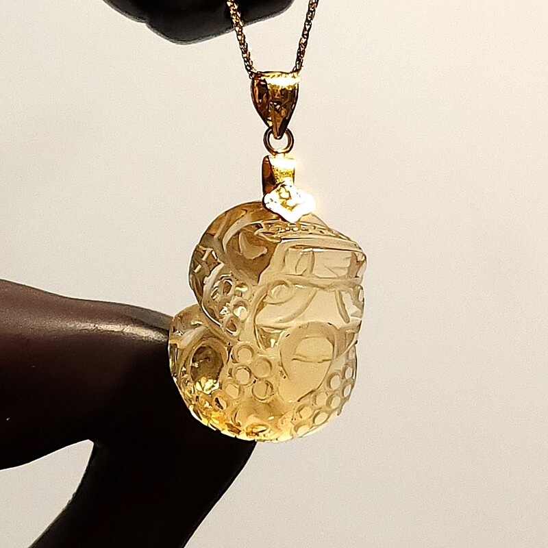 Natural Citirne Pixiu Pendant 18K