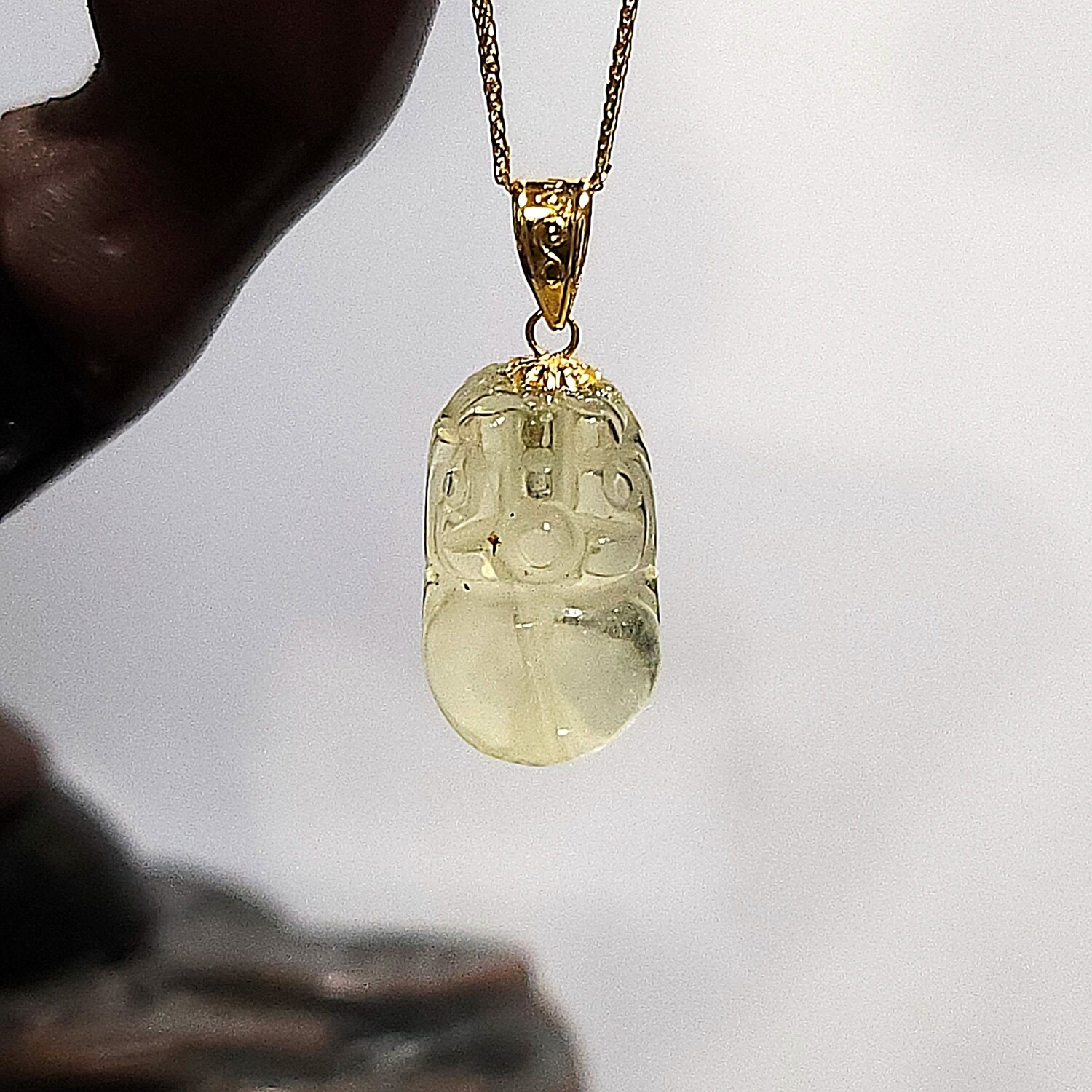 Natural Citrine Pixiu Pendant - 18K