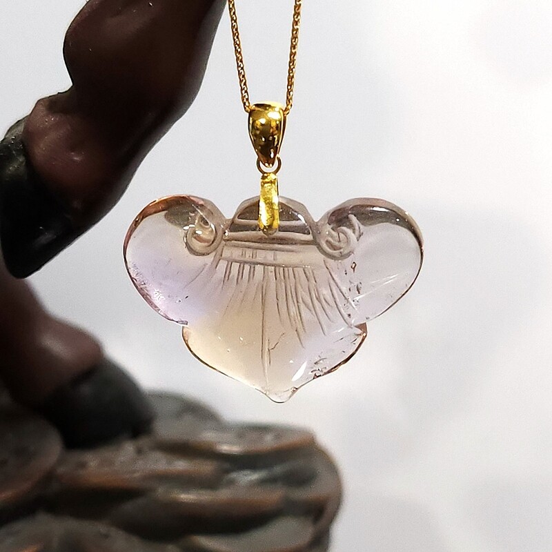 Natural Ametrine Ruyi Pendant 18K