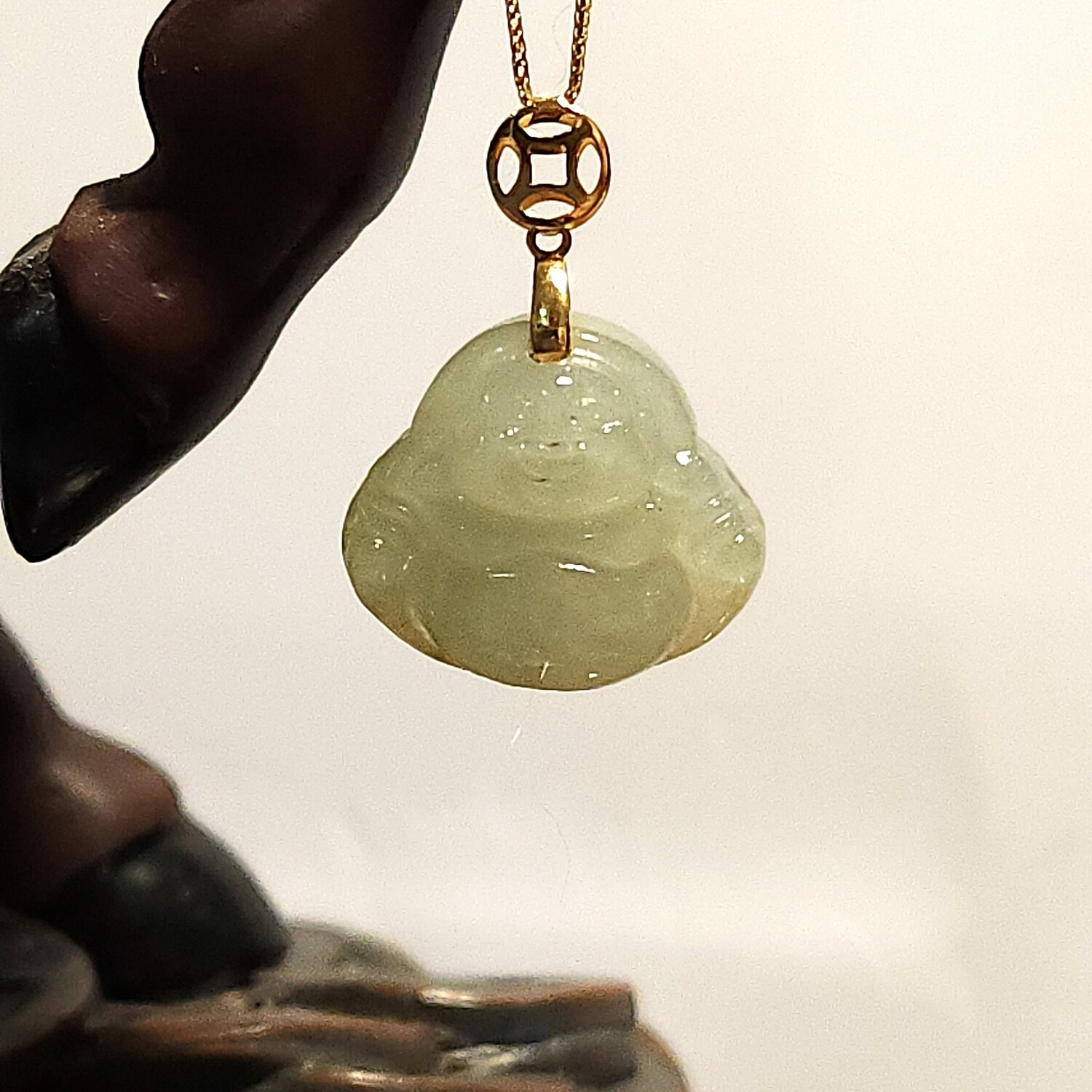 Natural Hetian Jade Buddha 18K Pendant