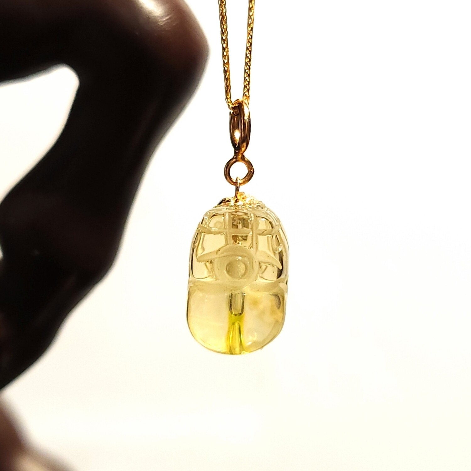 Natural Citrine Pixiu Pendant - 18K