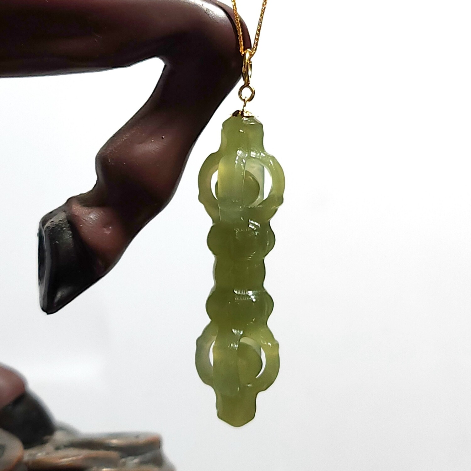 Natural Hetian Jade Magic Pestle Pendant - 18K
