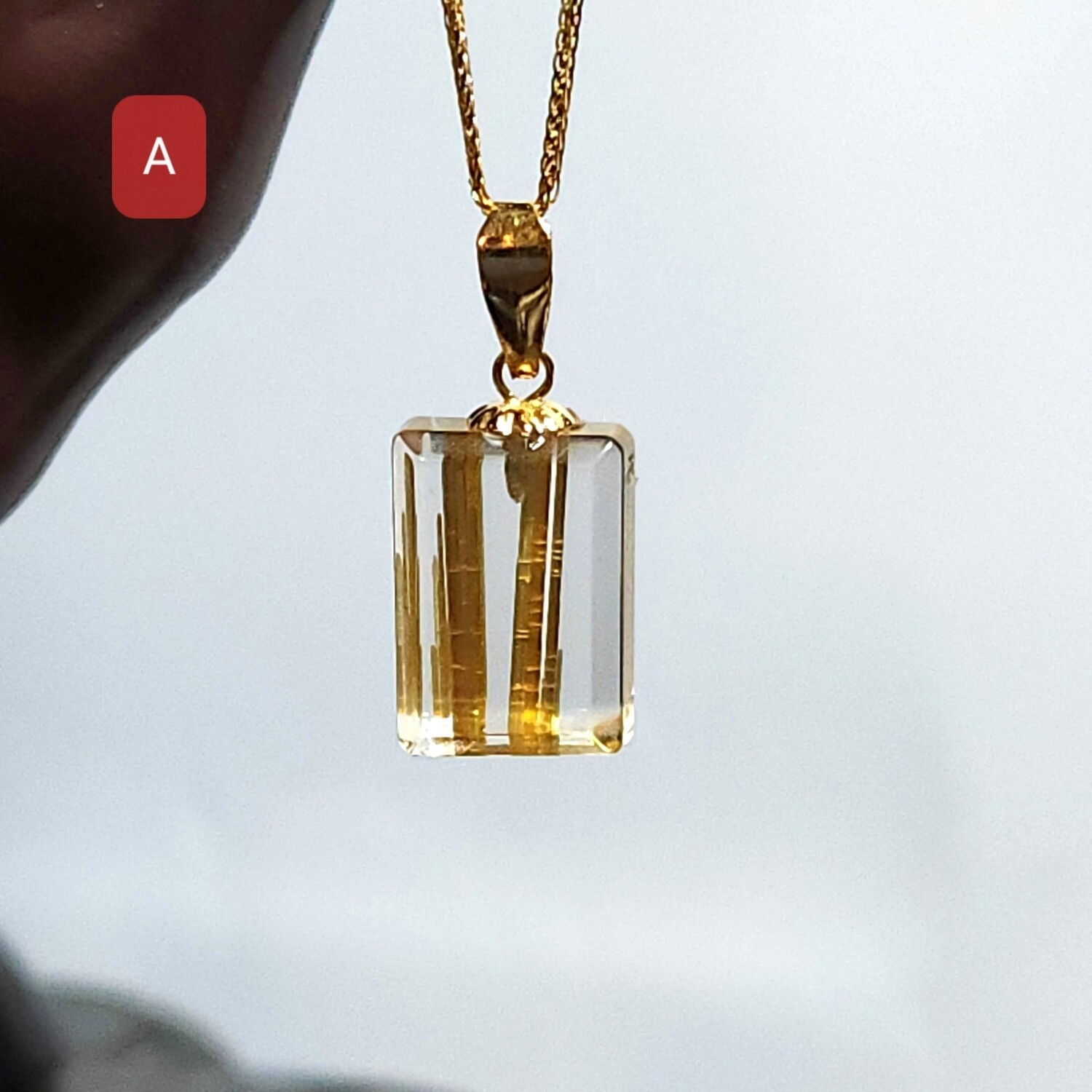 Natural Golden Ruti Pendant - 18K