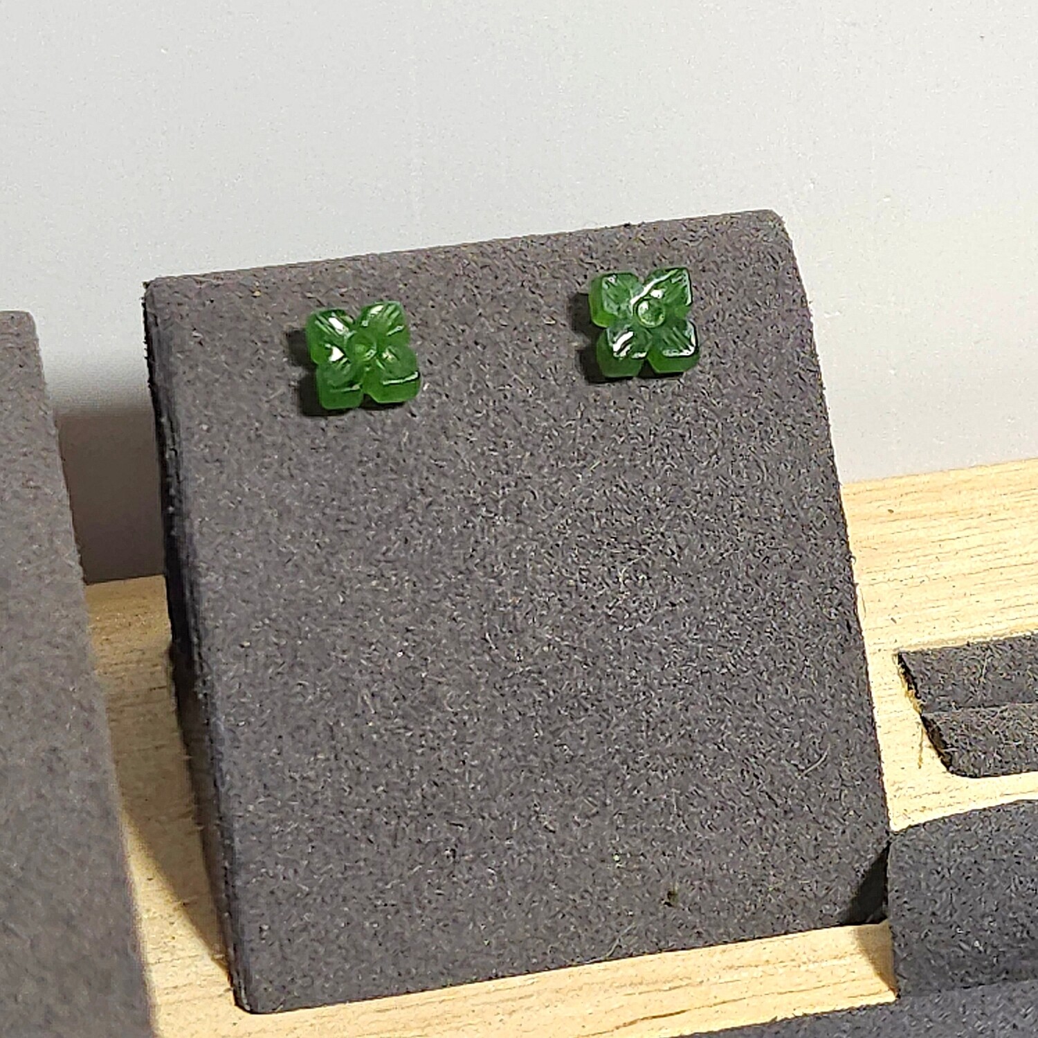 Natural Hetian Jade Earring - 18K