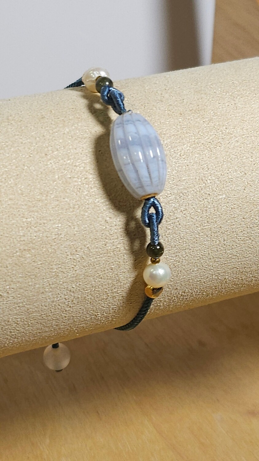 Natural Blue Lace Agate - 18K