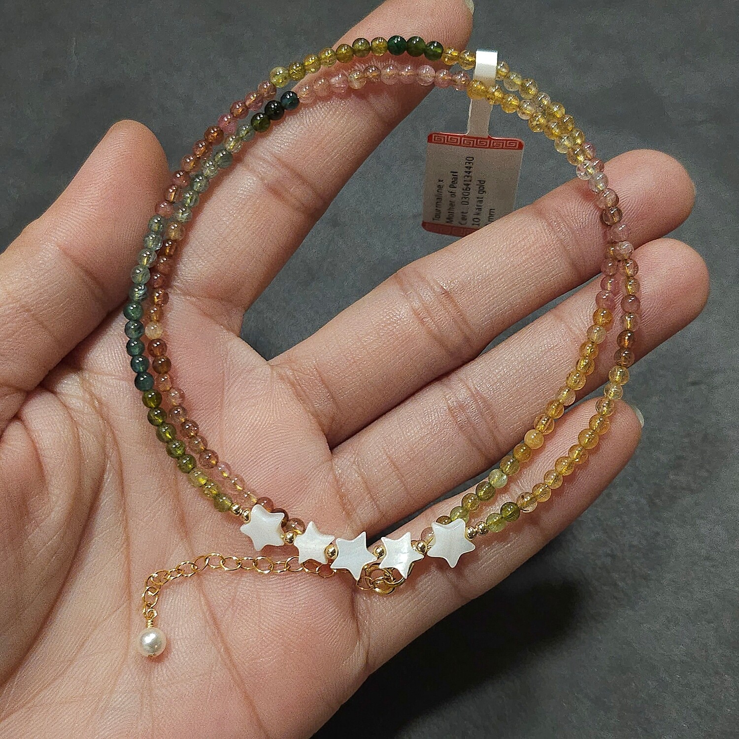 Natural Tourmaline with Mother of Pearl Necklace