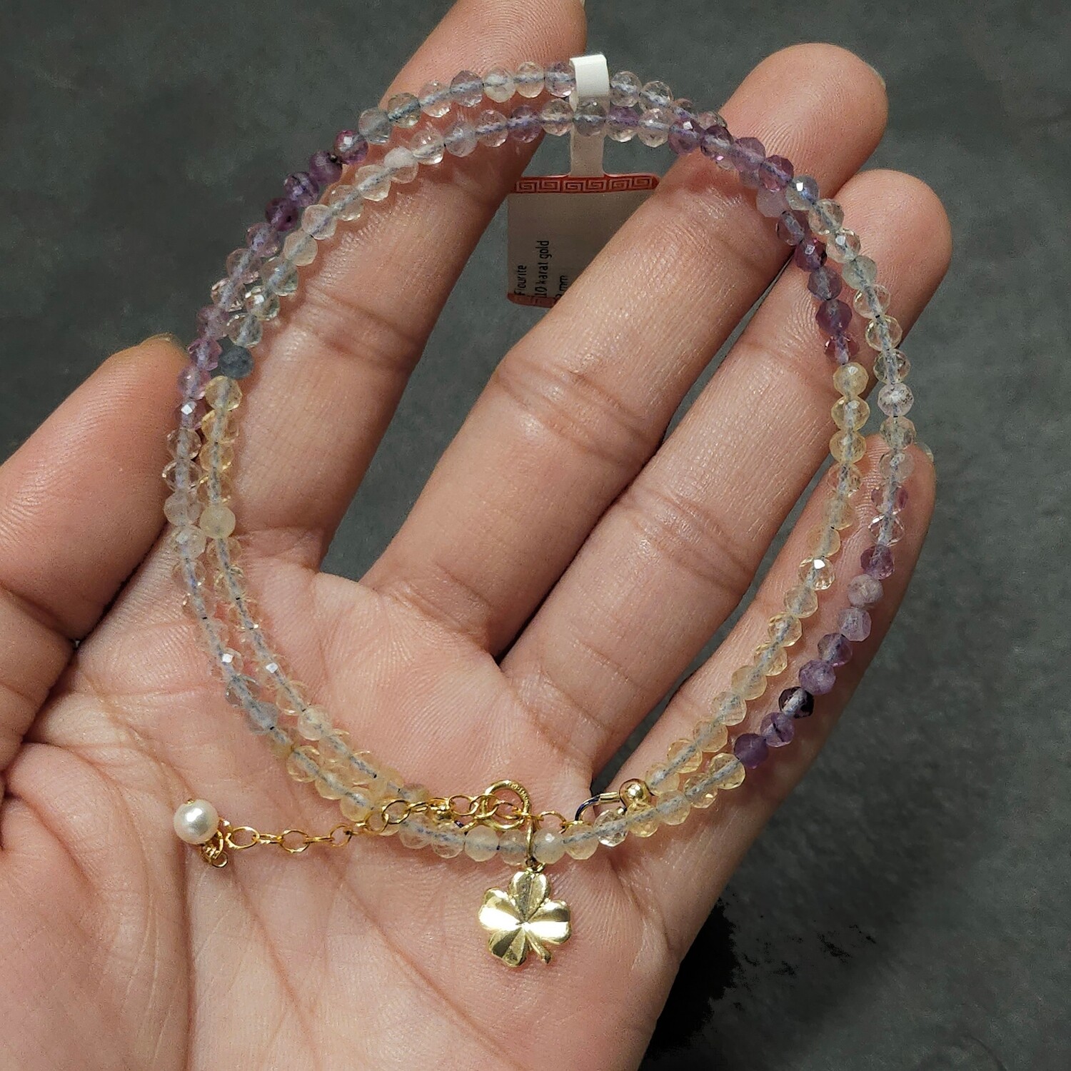 Natural Flourite with Clover Necklace