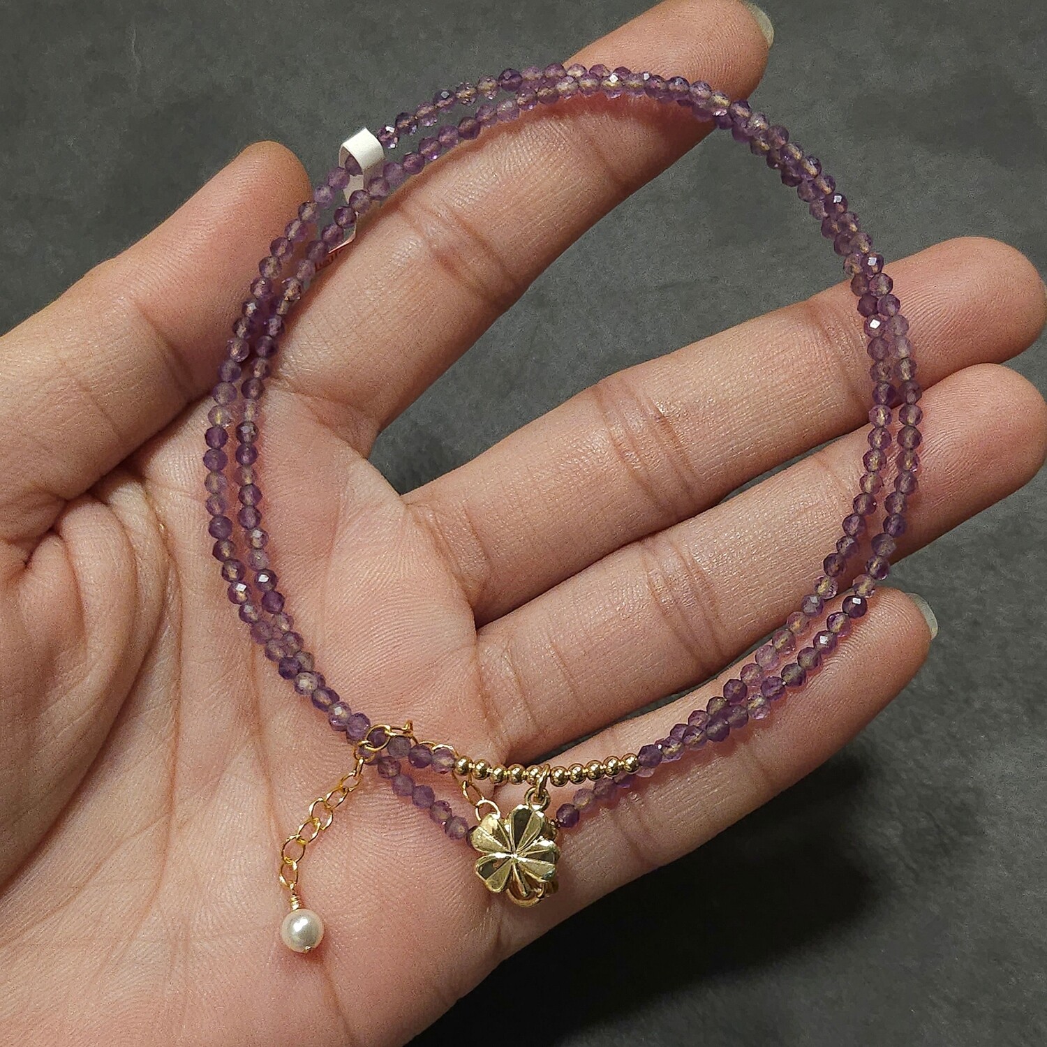 Natural Amethyst with Clover Necklace