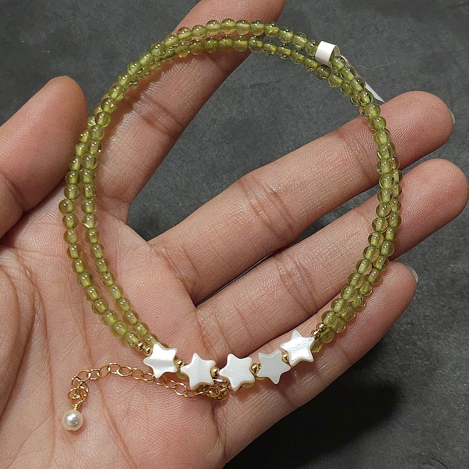 Natural Peridot with Mother of Pearl Necklace