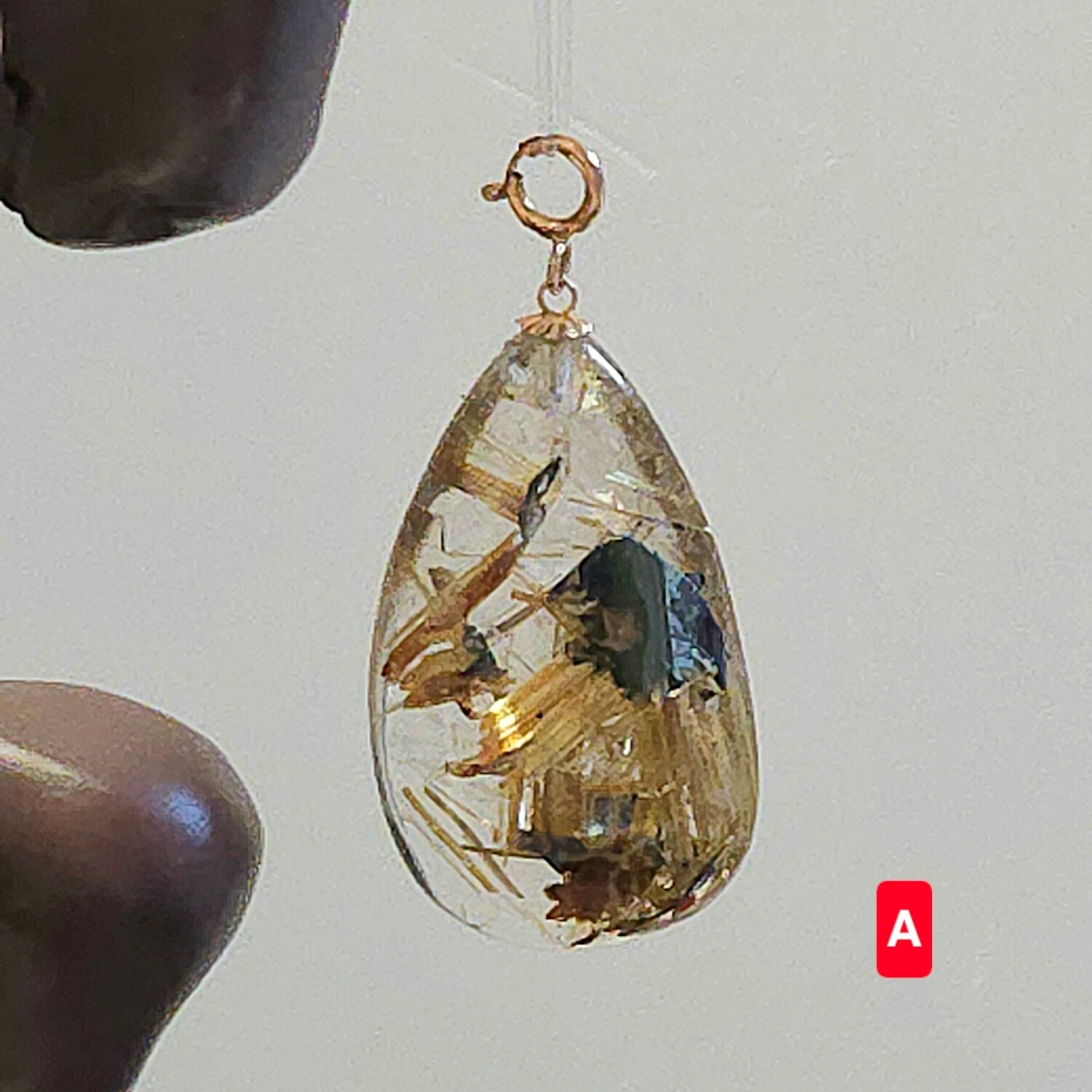 Natual Golden Titaniun Ruti Pendant 18K
