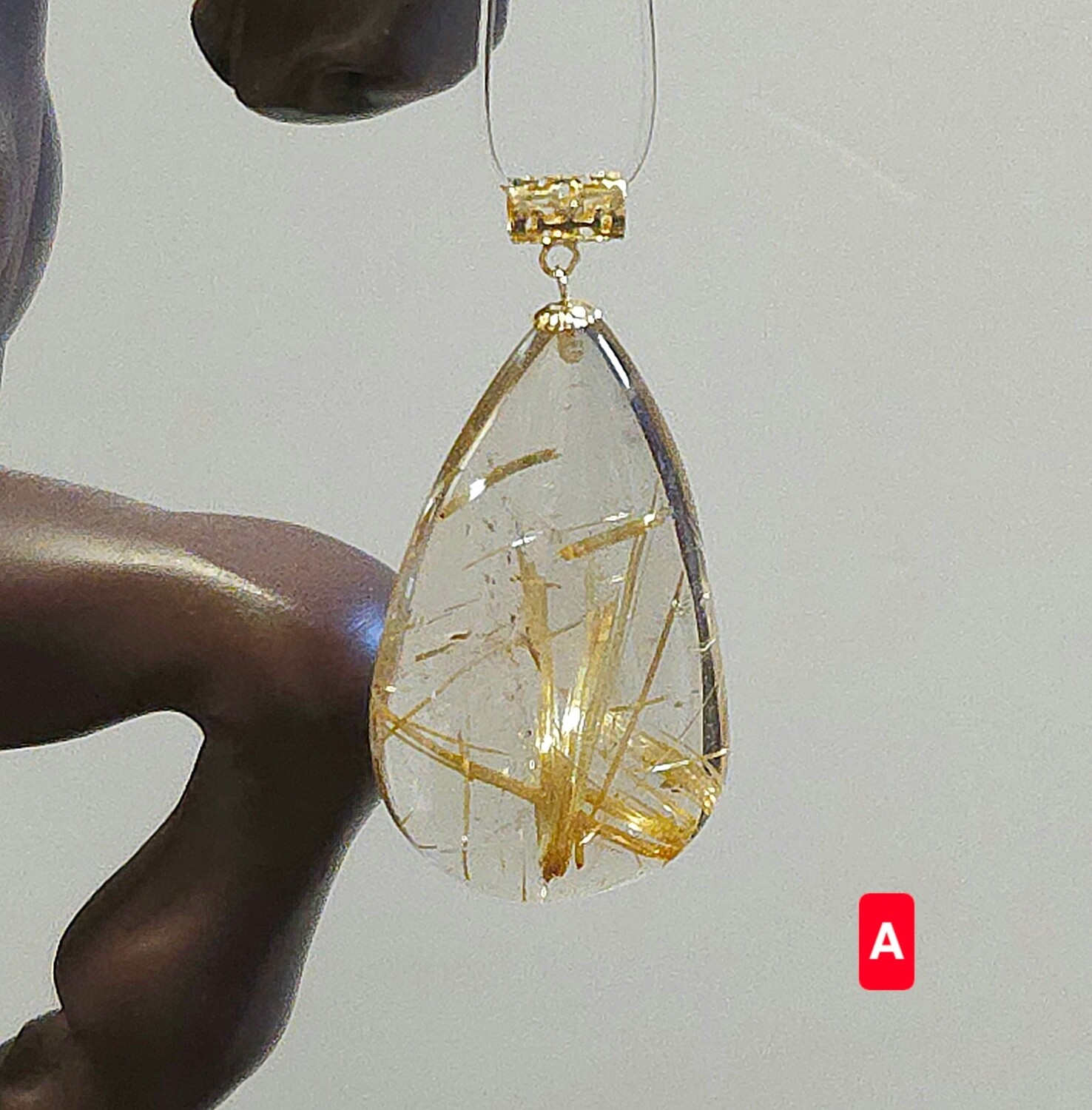 Natural Golden Ruti Pendant 18K