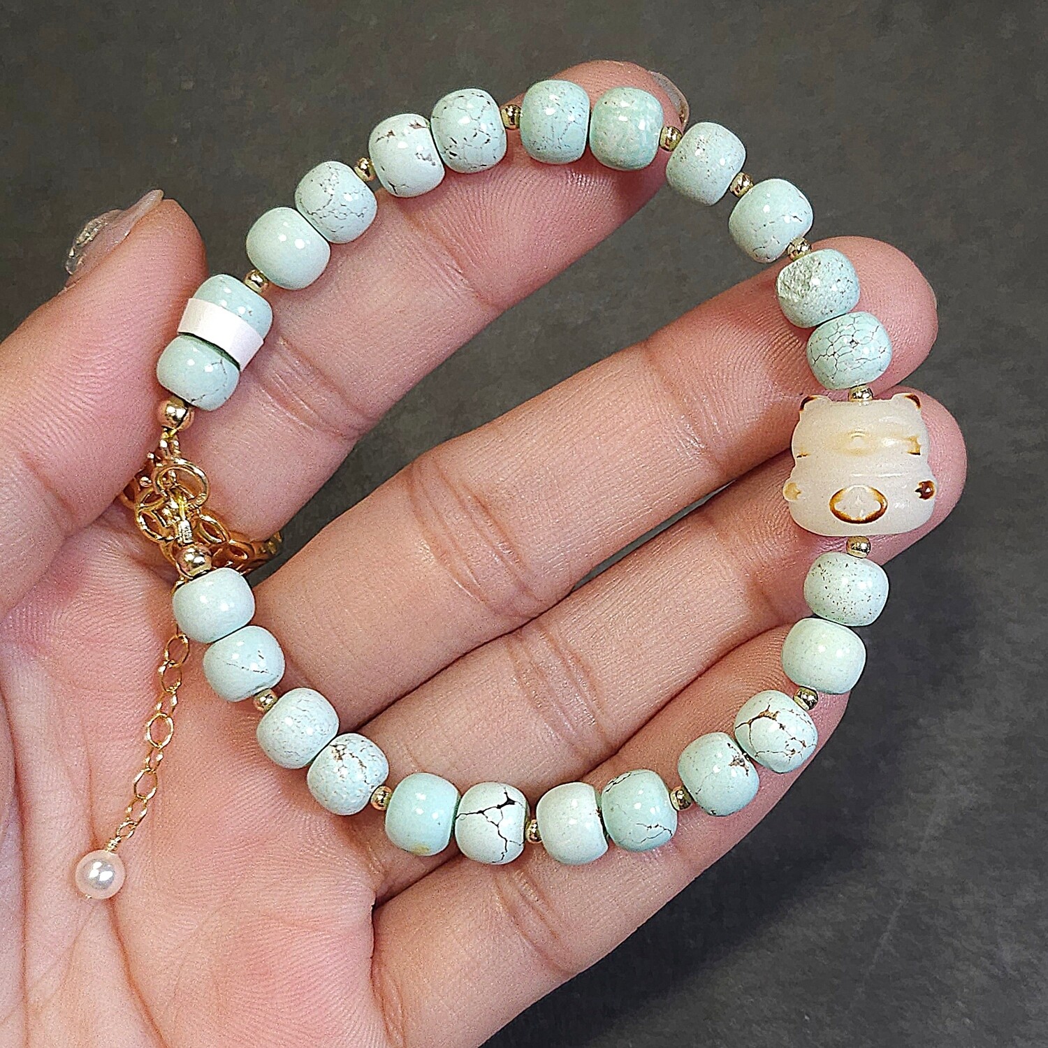Natural Turquoise with Lucky Cat