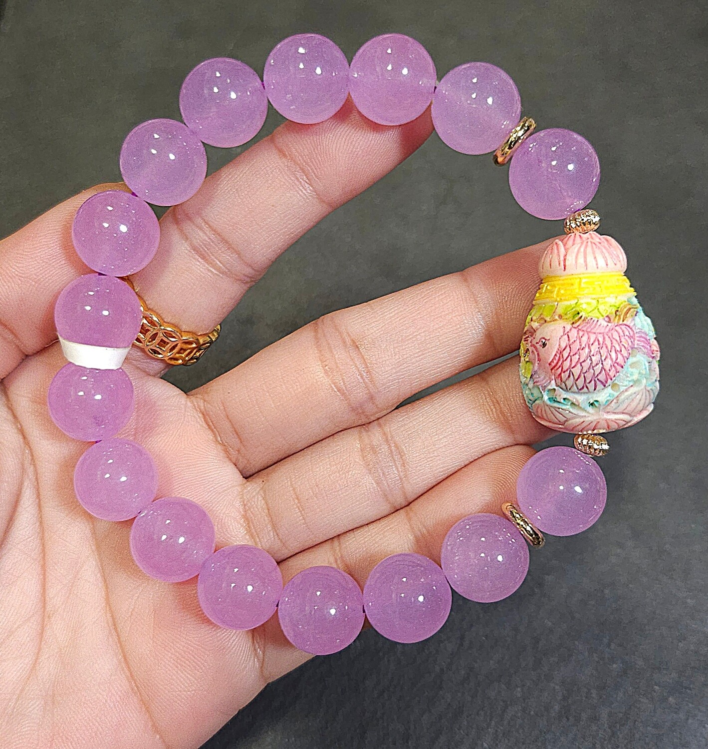 Natural Chalcedony with Fish Carving