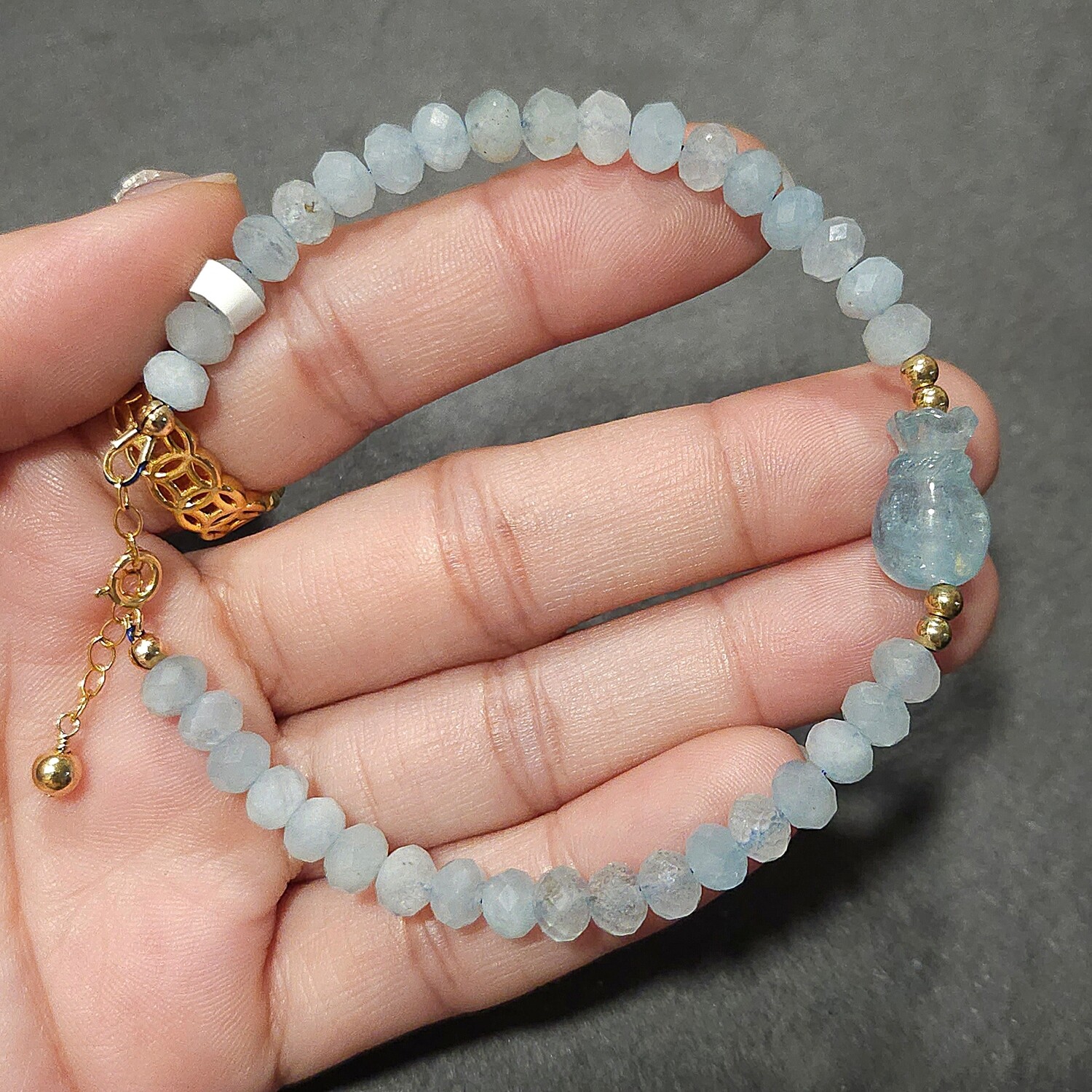 Natural Aquamarine with Money Bag