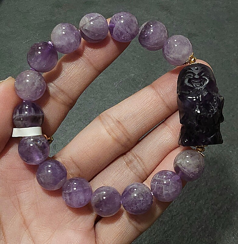 Natural Amethyst with Buddha 18K