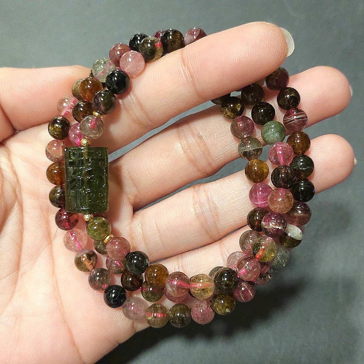 Natural 3 Lap Candy Tourmaline with Lucky Turn - 18K