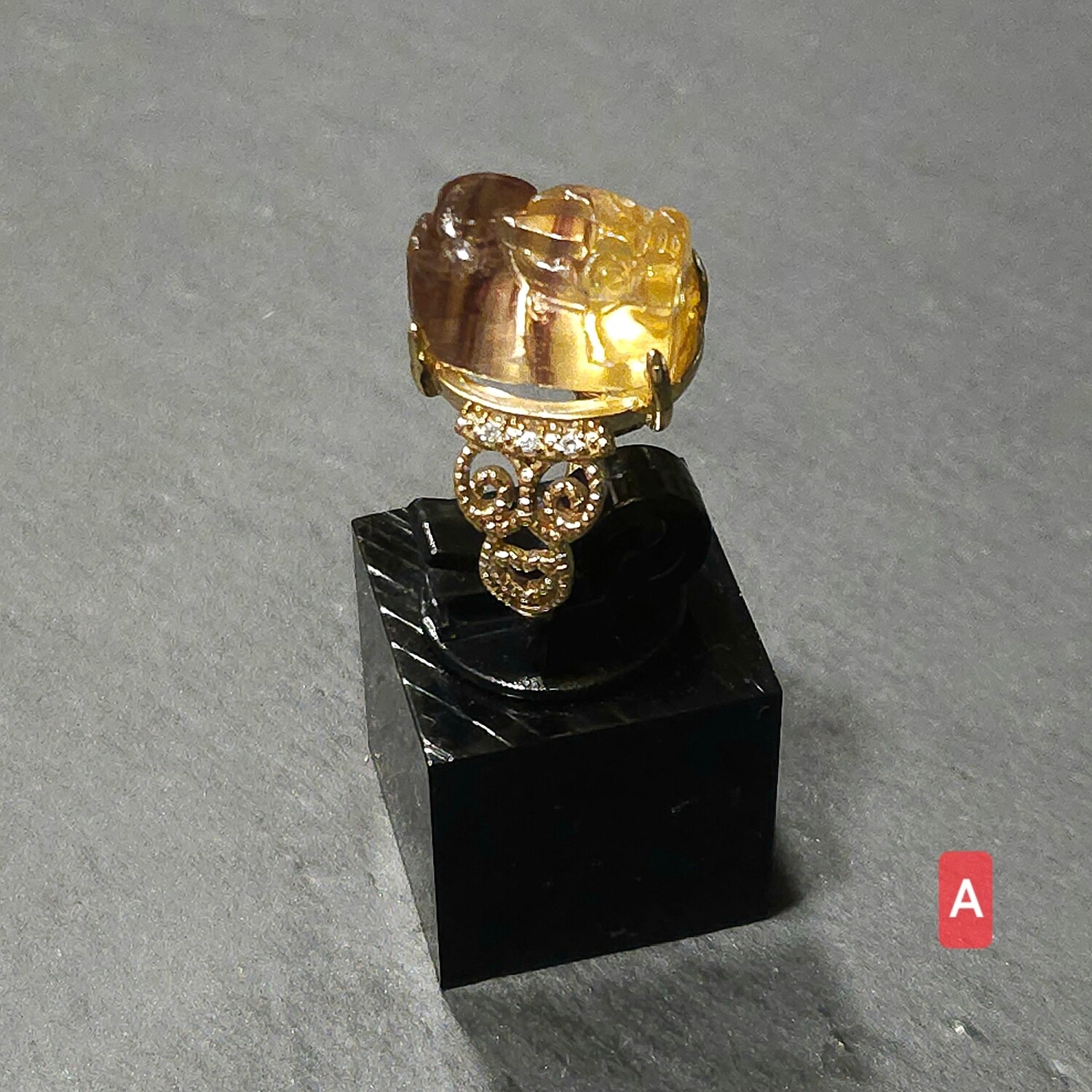 Natural Flourite Pixiu Ring