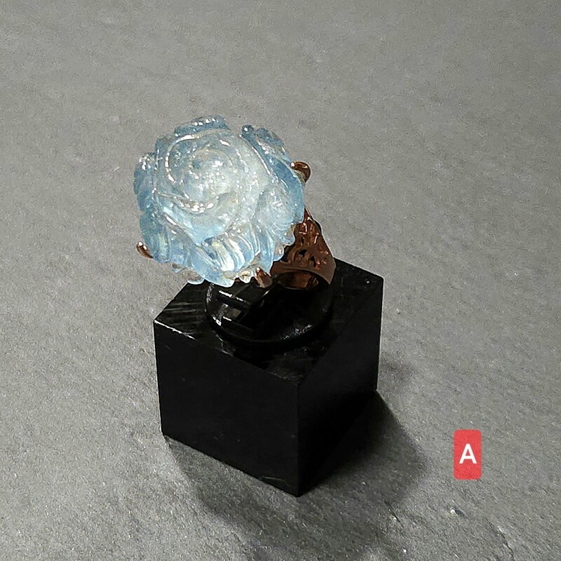 Natural Aquamarine Rose Ring