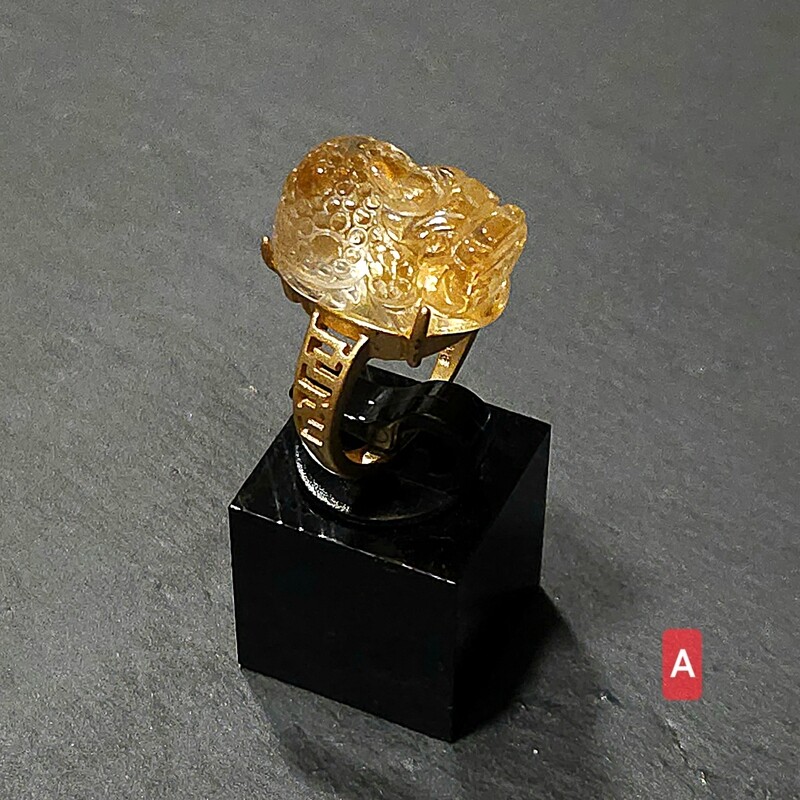 Natural Citrine Dragon Pixiu Ring