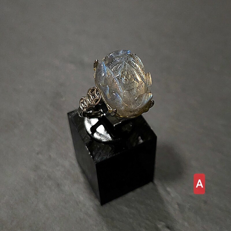 Natural Labradorite Flower Ring