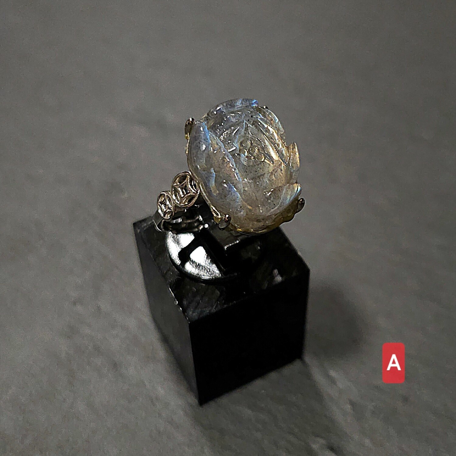Natural Labradorite Flower Ring