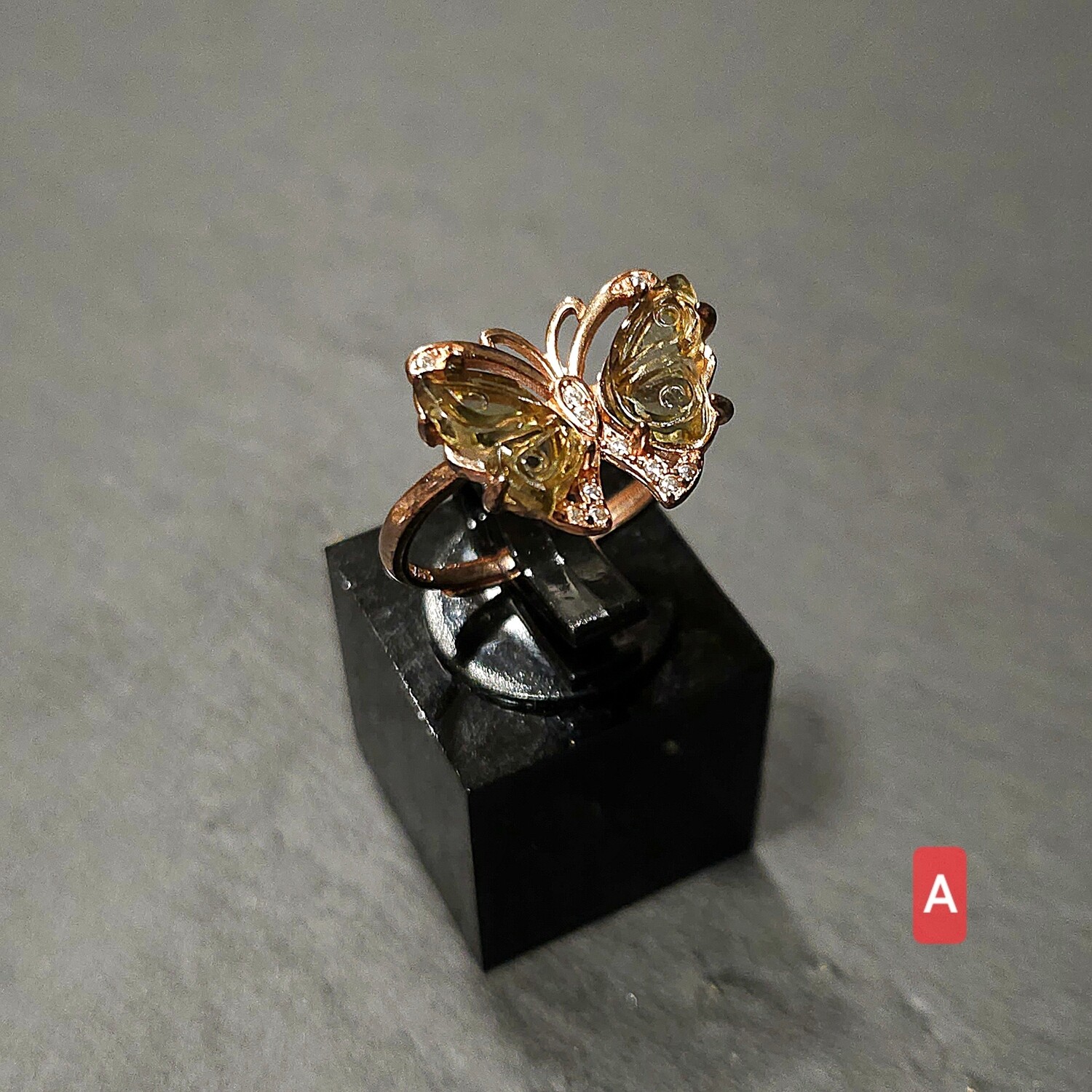 Natural Tourmaline Butterfly Ring