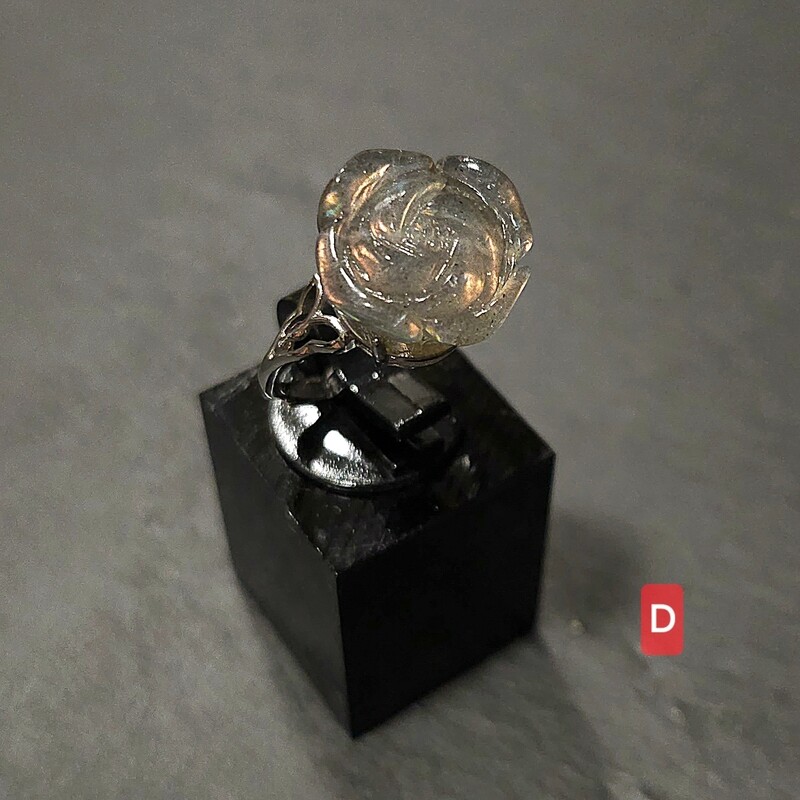 Natural Grey Moonstone Flower Ring