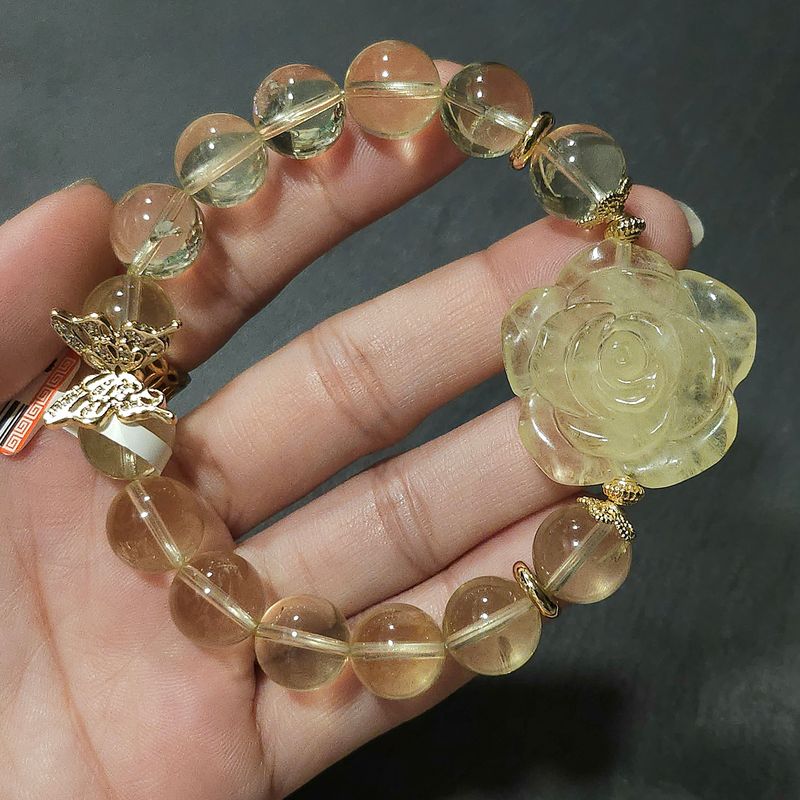 Natural Citrine with Rose &amp; Butterfly