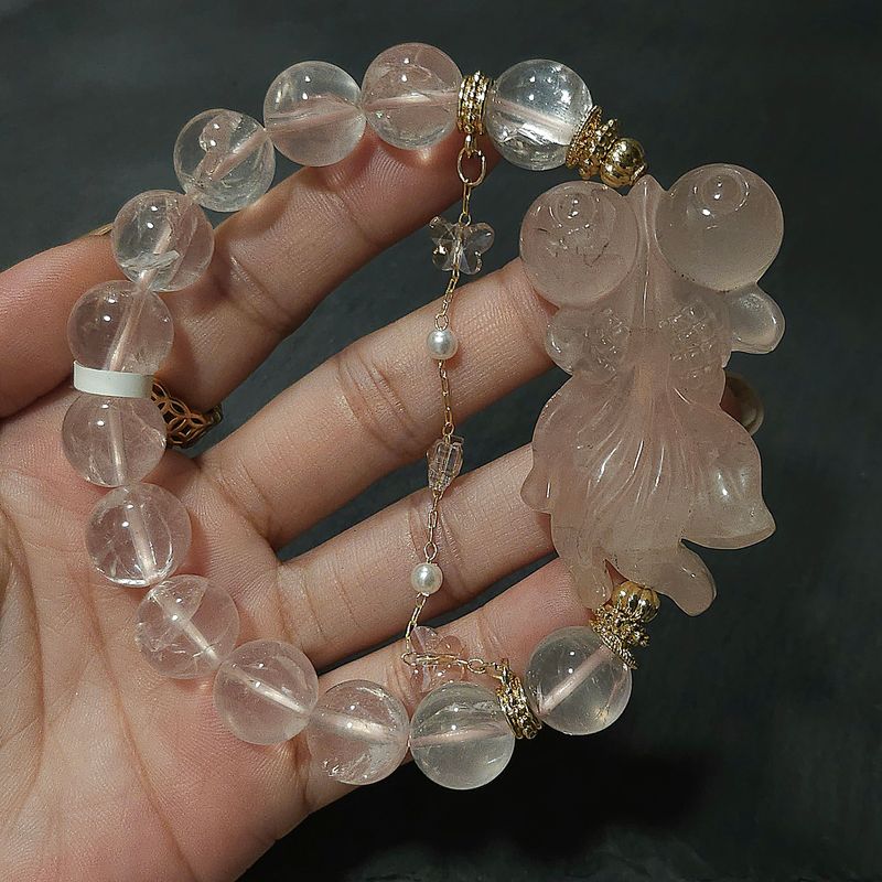 Natural Starlight Rose Quartz with Fish