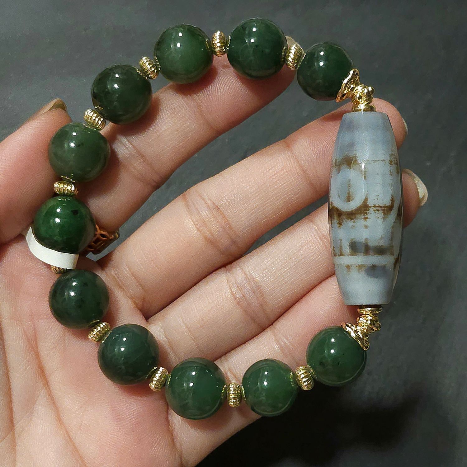 Natural Hetian Jade with DZI