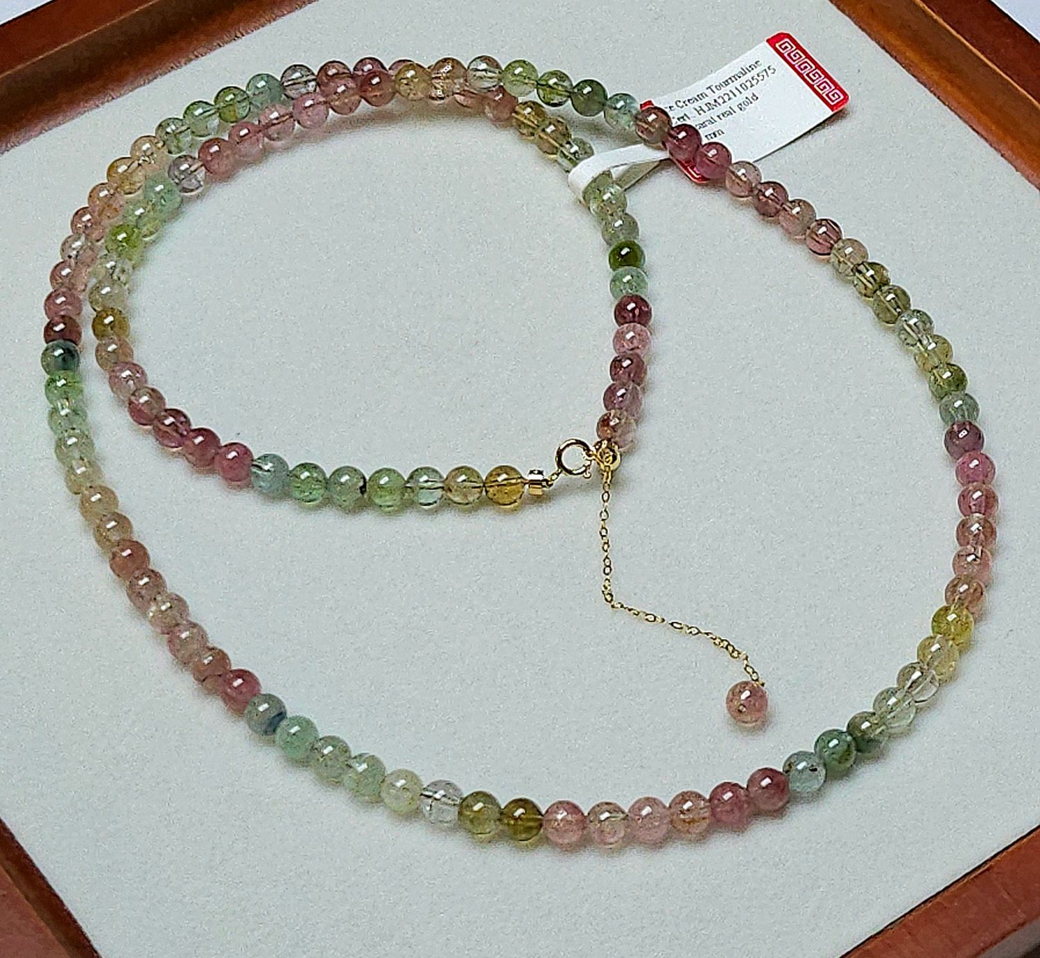 Natural Ice Cream Tourmaline Necklace - 18K