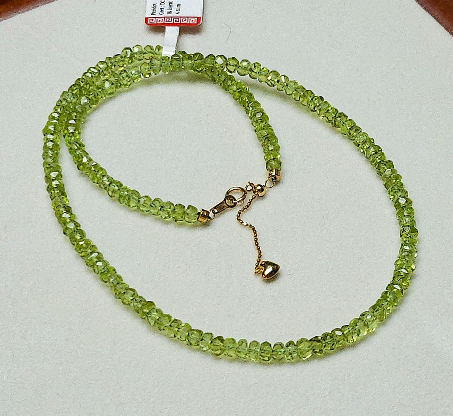 Natural Peridot Necklace - 18K