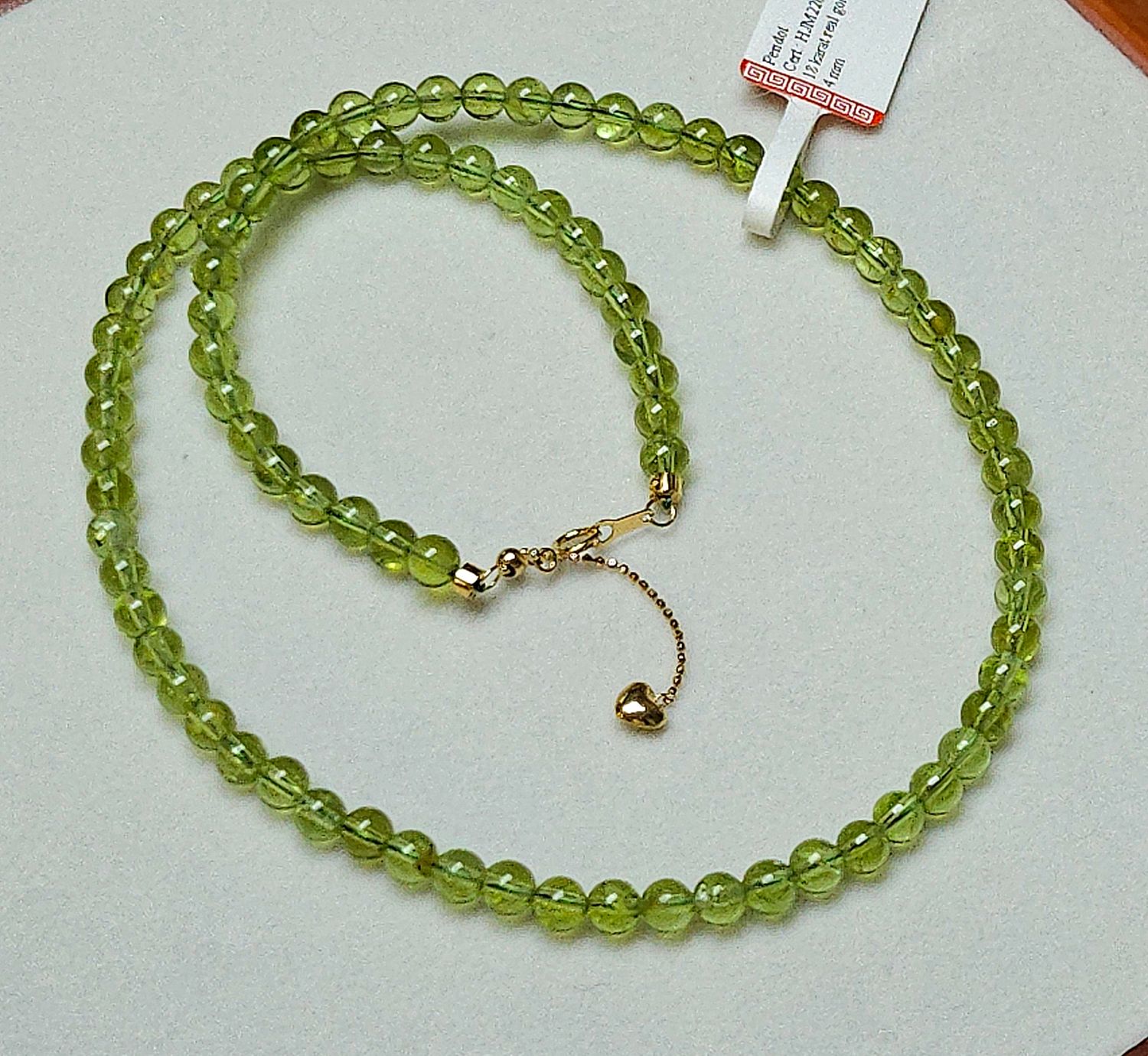 Natural Peridot Necklace - 18K