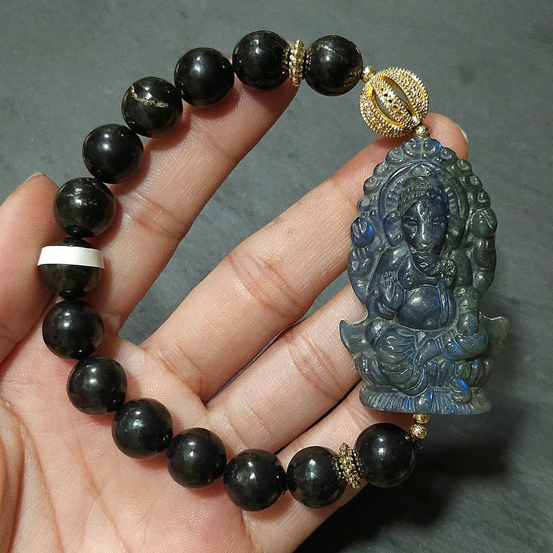 Natural Shungite with Elephant God or Ganesha