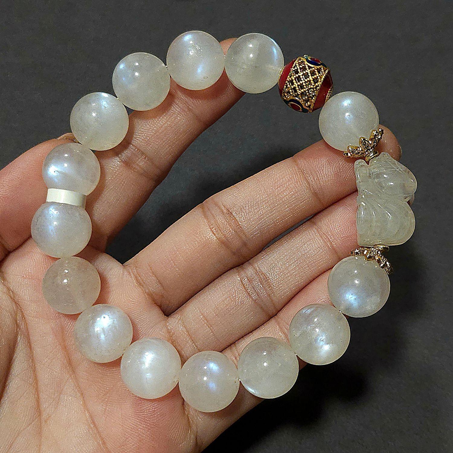 Natural Blue Moonstone with 9 Tail Fox