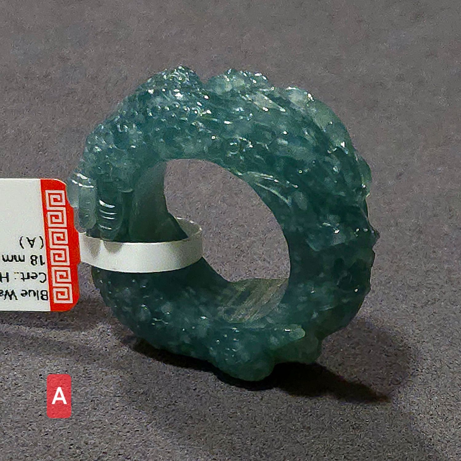 Natural Blue Water Jade Bangle Ring
