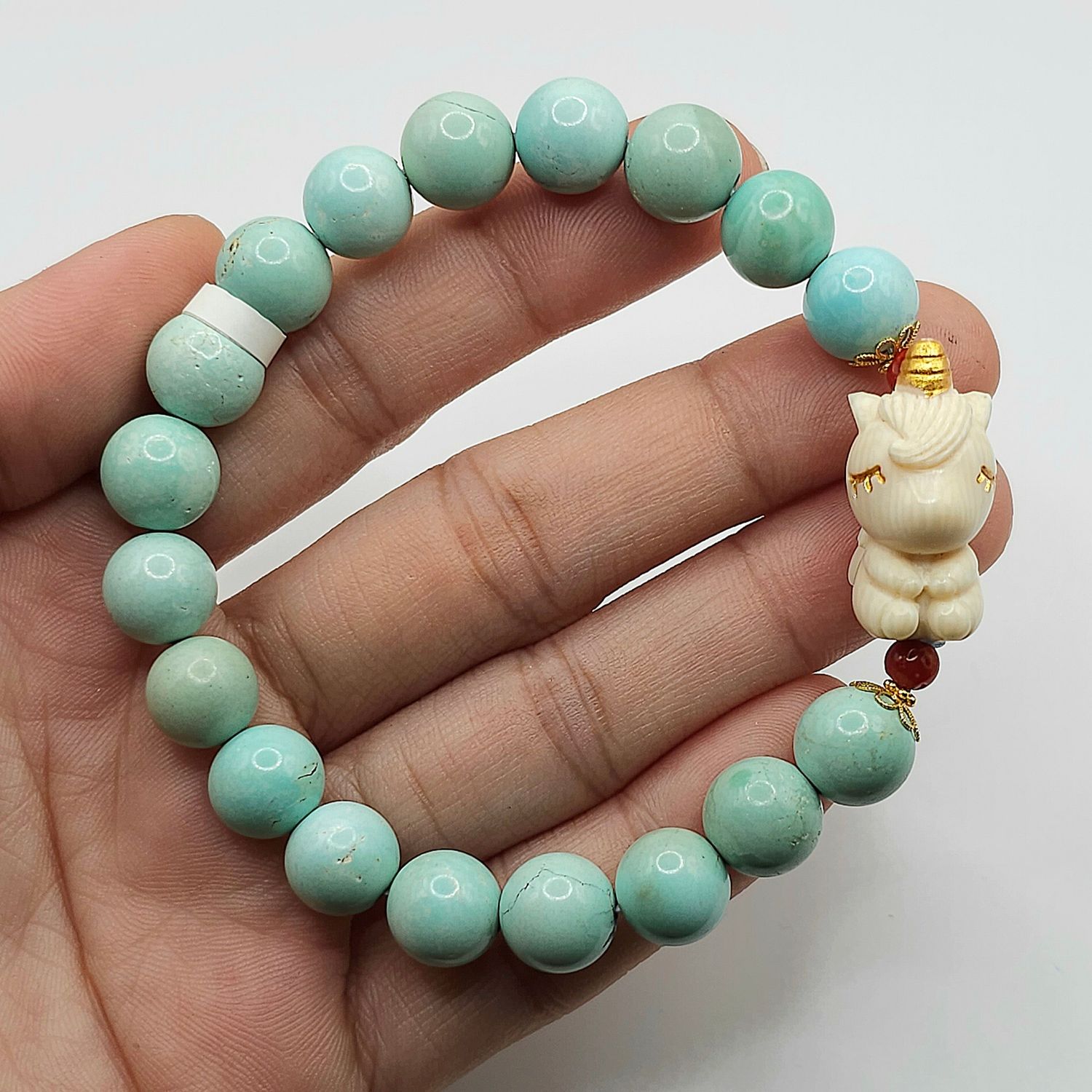 Natural Turquoise x Mammoth Ivory Pegasus x Red Coral - 18k