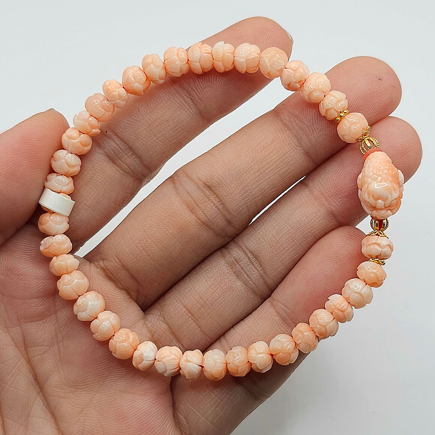Natural Coral with Dragon Pixiu - 18k
