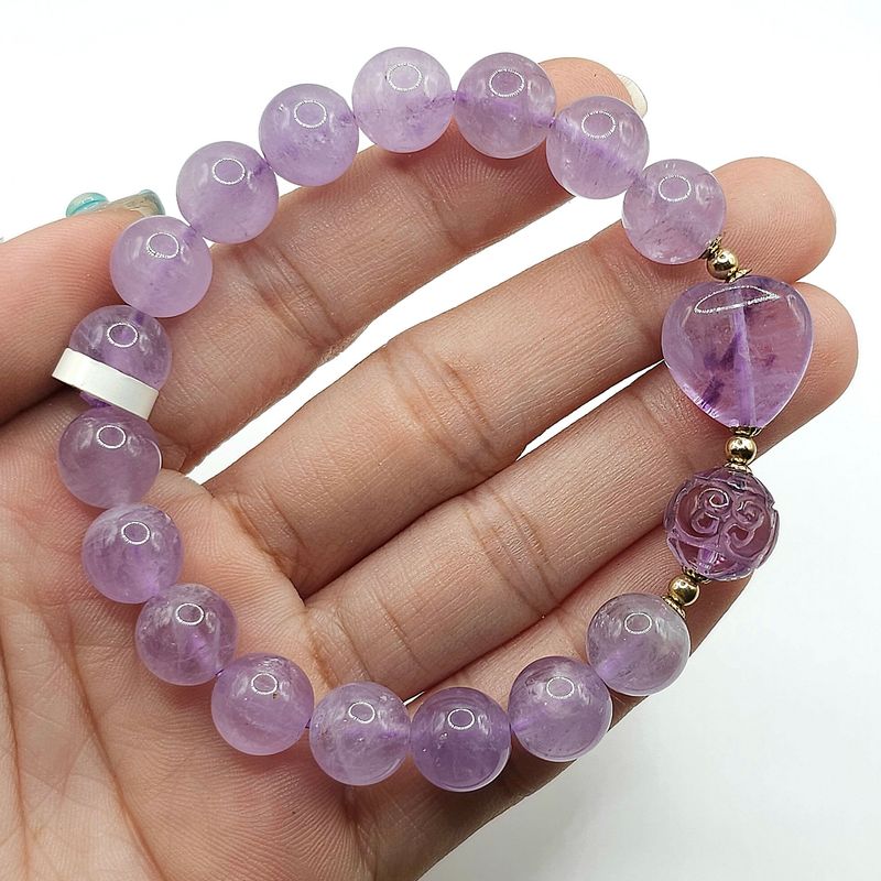 Natural Lavender Amethyst with Heart &amp; Lucky Turn