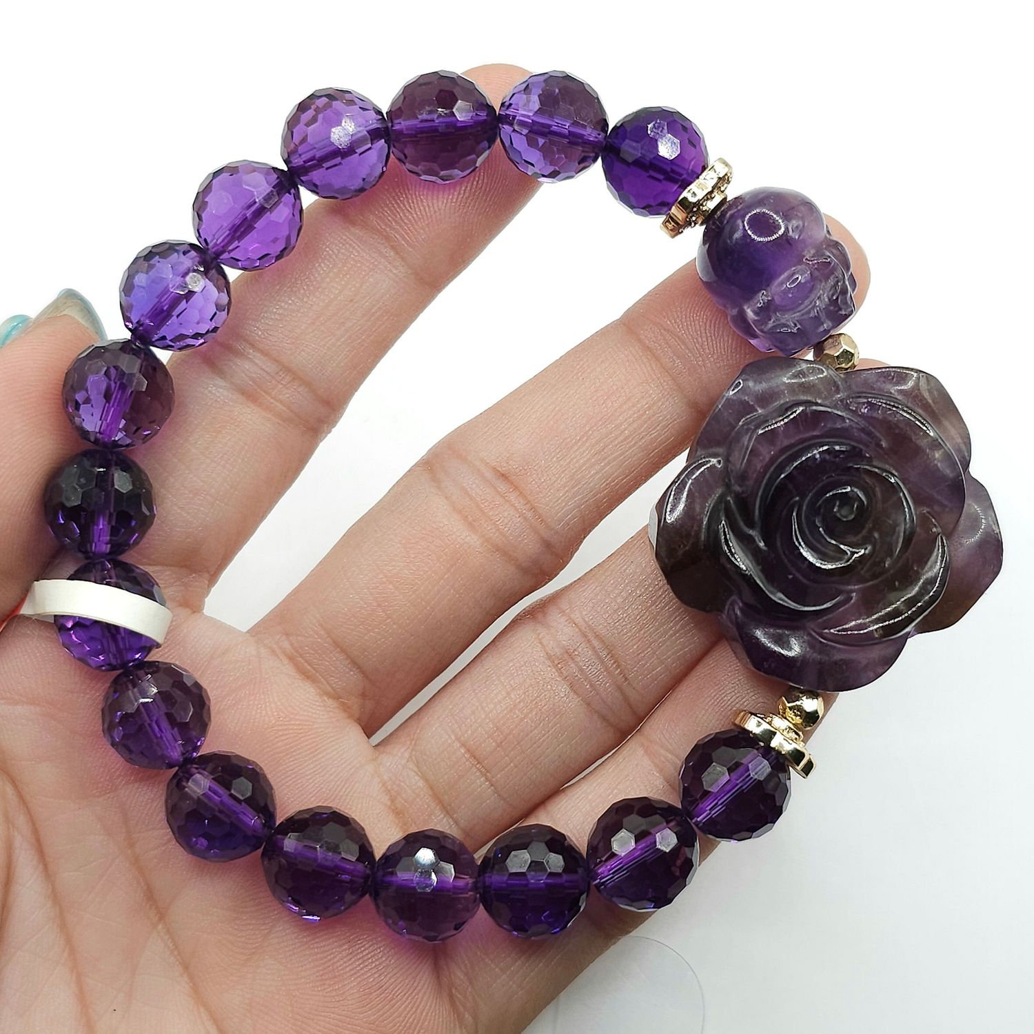 Natural Amethyst with Pixiu &amp; Rose