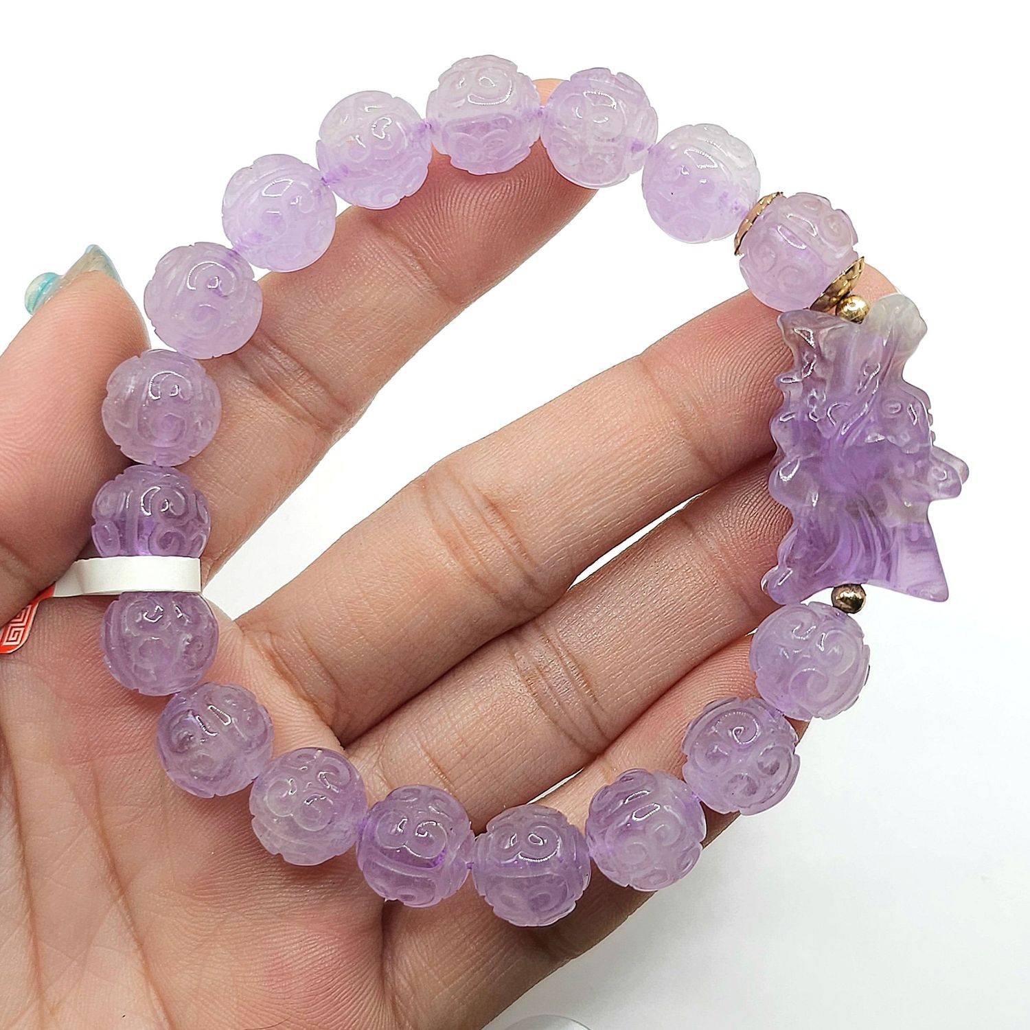 Natural Lucky Turn Lavender Amethyst with Dragon