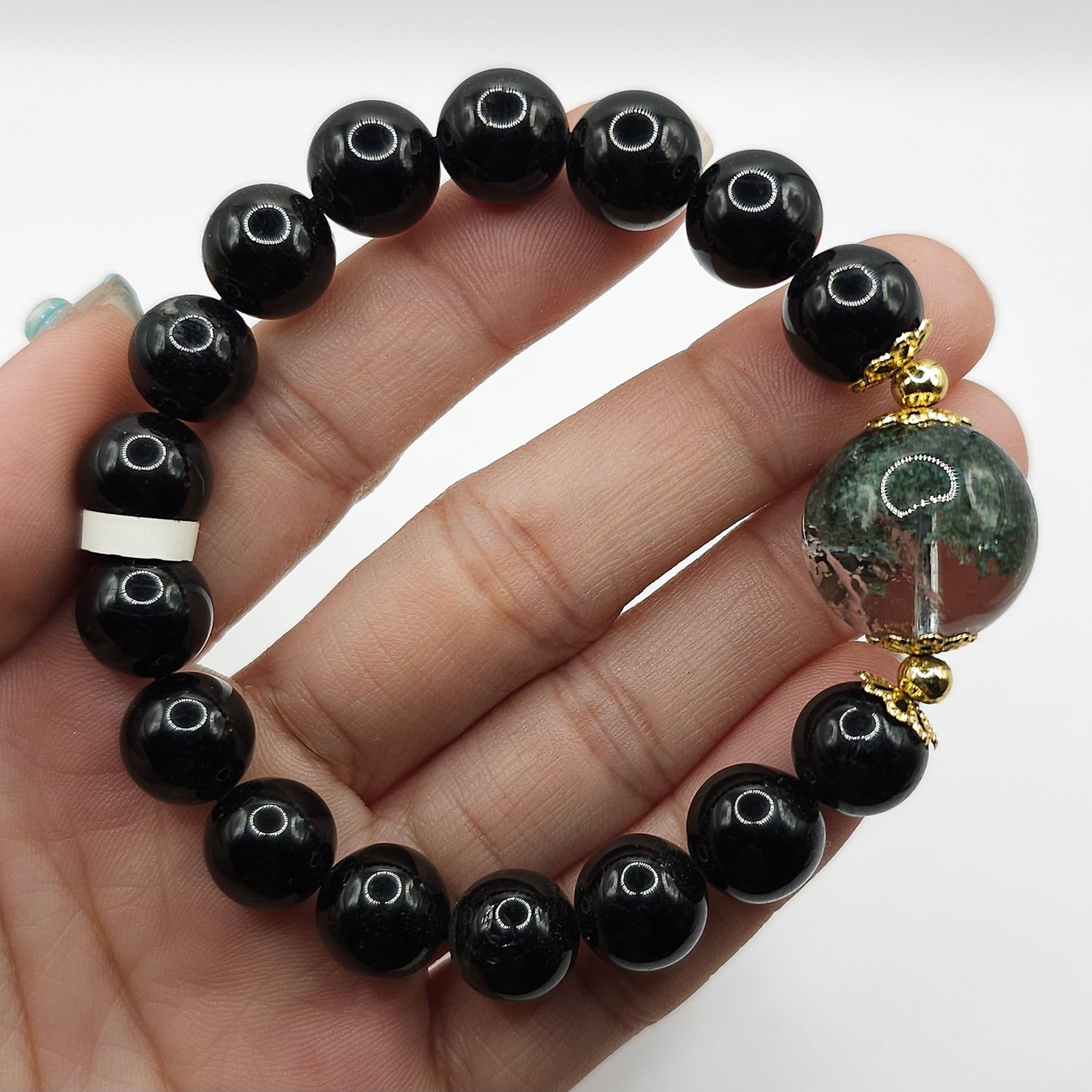 Natural Black Tourmaline x Garden Phantom