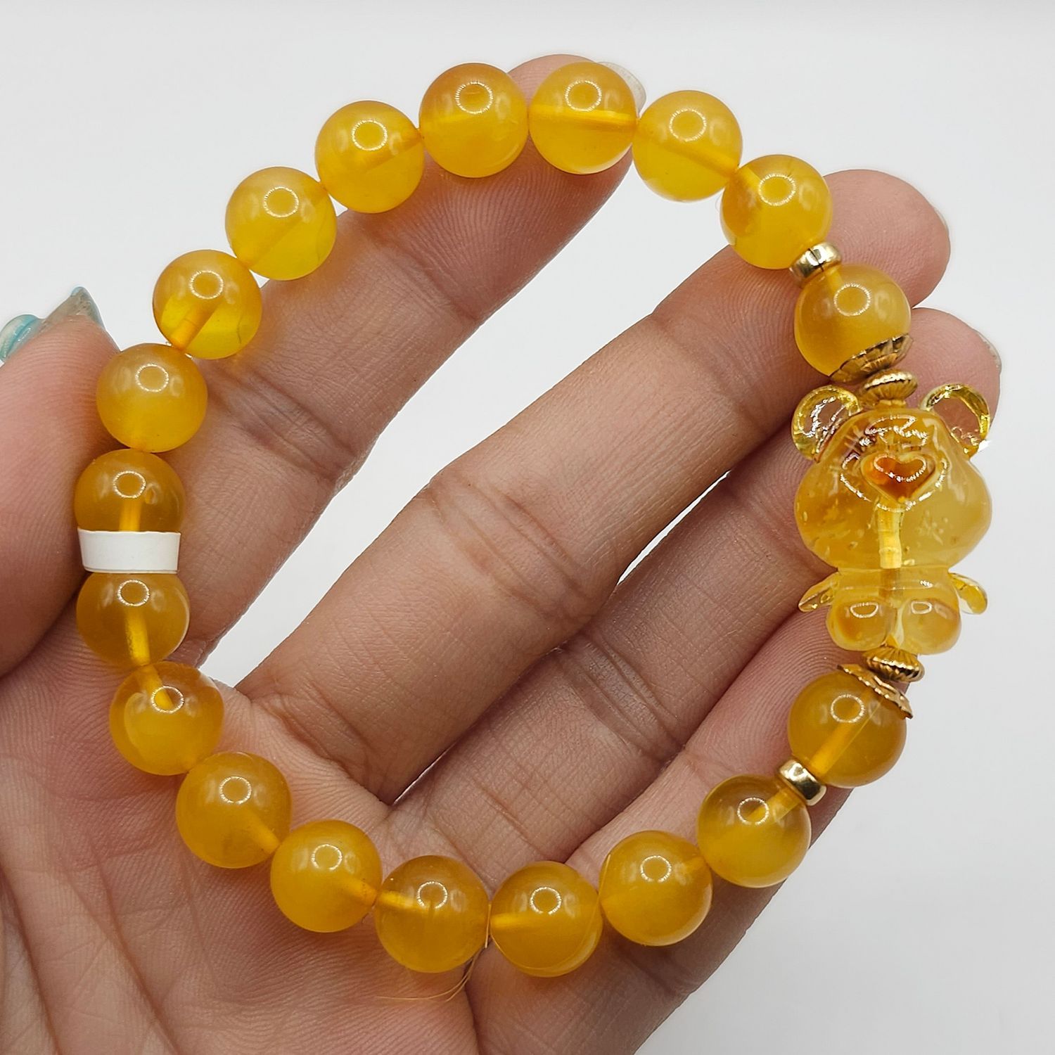 Natural Beewax Amber with Bear