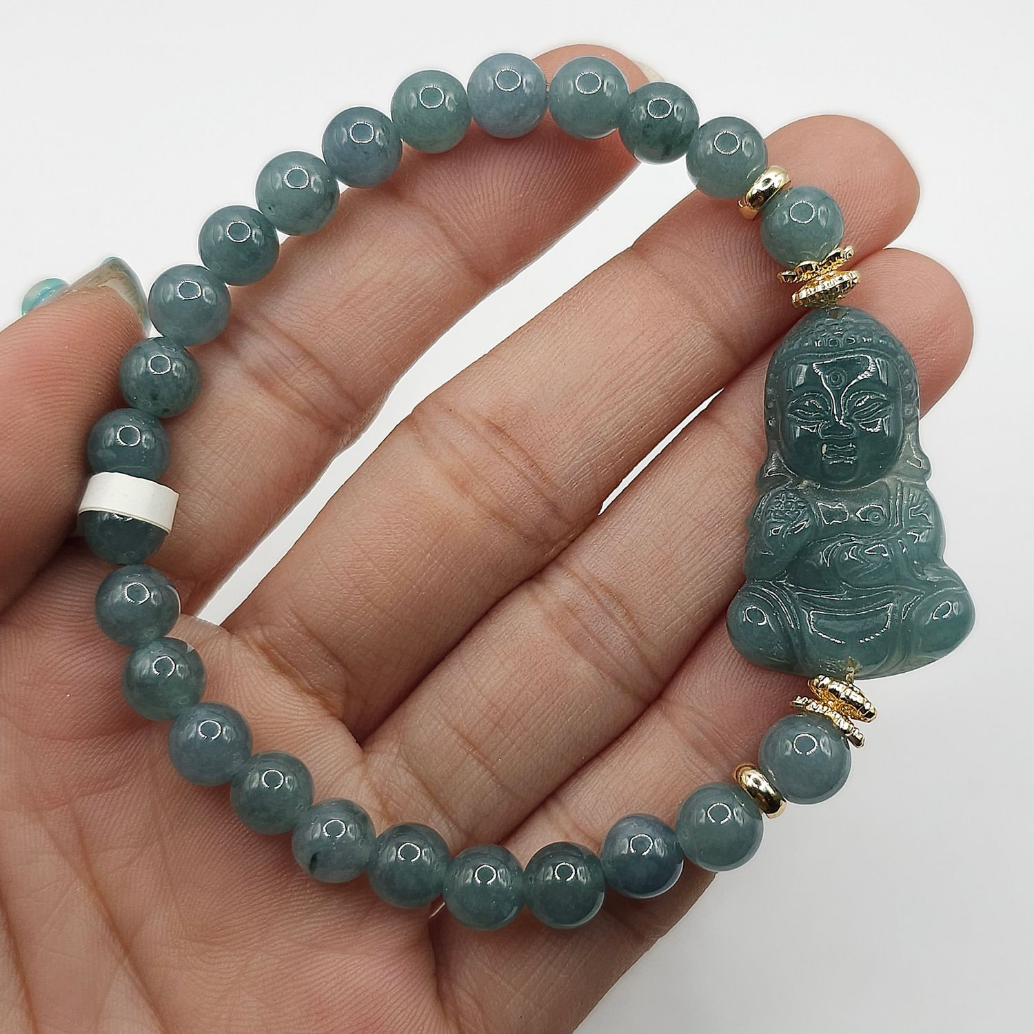 Natural Blue Water Jade with Buddha